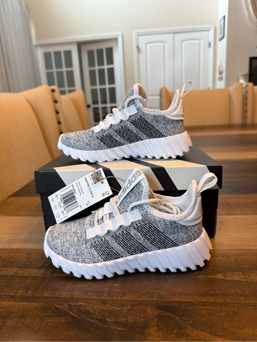 adidas Kaptir Flow K Kids Athletic Sneakers Gray/White Synthetic 11K ID1452